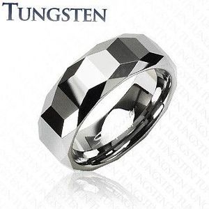 Inel strălucitor din tungsten, cu model geometric - Marime inel: 57 imagine