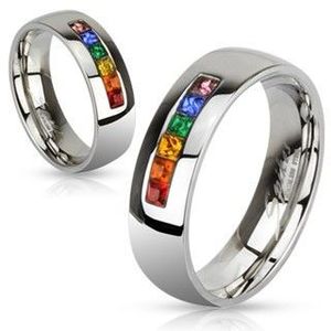 Inel din oțel inoxidabil cu zirconii colorate - Marime inel: 49 imagine