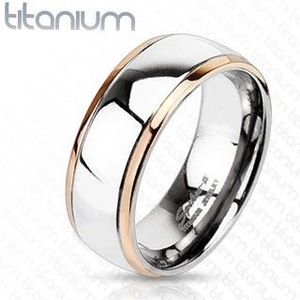 Inel din titan cu margini de culoarea cuprului si centru argintiu - Marime inel: 49 imagine