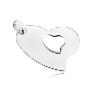 Pandantiv din oțel - inimă asimetrică cu o inimă decupată imagine