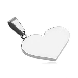 Pandantiv din oţel de 316L - inimă plină, plată, culoare argintie imagine