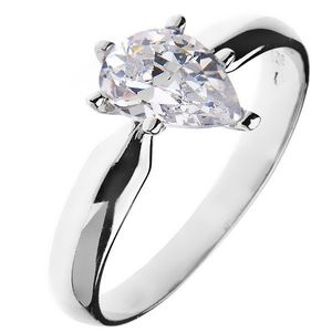 Inel nuntă din argint - zircon în formă de lacrimă - Marime inel: 49 imagine