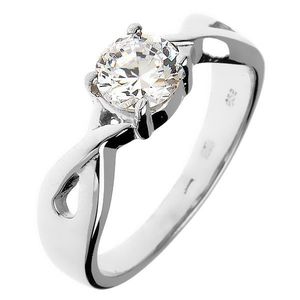 Inel nuntă argint - zircon rotund în împletitură - Marime inel: 49 imagine
