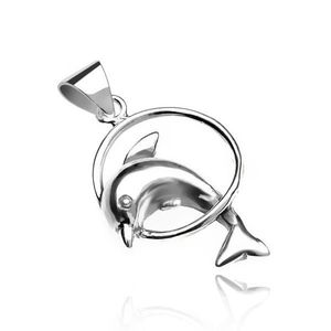 Pandantiv argint 925 - delfin sărind prin cerc imagine