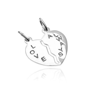 Pandantiv cuplu argint 925 - jumătăți inimi cu inscripția Love Always imagine