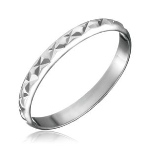 Inel argint - suprafață lucioasă, detalii în formă de X - Marime inel: 50 imagine