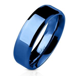 Inel din oțel - bandă lată albastră, 6 mm - Marime inel: 49 imagine