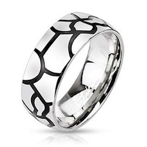 Inel din oțel - imitație crăpături negre - Marime inel: 51 imagine