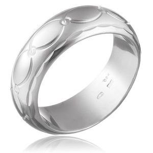 Inel argint 925 - linie groasă, lucioasă cu model bob și conuri - Marime inel: 50 imagine