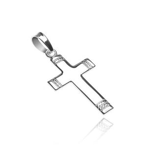 Pandantiv lucios argint - cruce cu funie împăturită la vârfuri imagine