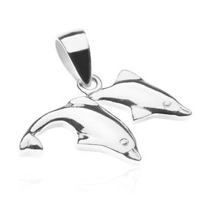 Pandantiv argint - doi delfini ce sar imagine