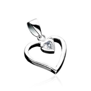 Pandantiv argint - contur inimă și o inimă din zircon imagine