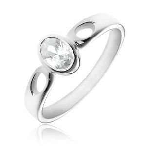 Inel argint - zircon transparent oval, brațe cu mici lacrimi - Marime inel: 50 imagine