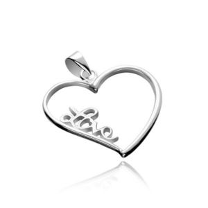 Pandantiv argint - inimă mare cu inscripția LOVE imagine