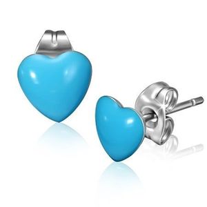 Cercei din oțel cu inimi albastre și șuruburi imagine