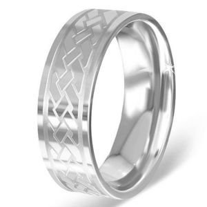 Inel argintiu din oțel cu nod celtic gravat - Marime inel: 54 imagine