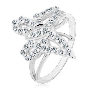 Inel din argint 925 - fluture din cristale rotunde, strălucitoare de zirconiu - Marime inel: 49 imagine