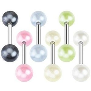 Piercing pentru limbă din oţel - mici perle - Culoare Piercing: Alb imagine