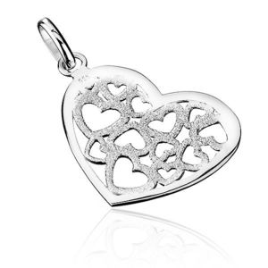 Pandantiv realizat din argint 925 - inimă filigranată sablată imagine