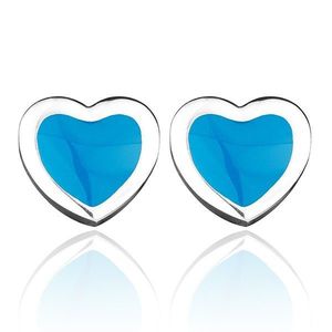 Cercei din oţel cu şurub, în formă de inimă - albastru imagine