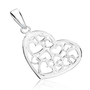 Pandantiv argint 925 - inimă lucioasă cu model gravat imagine