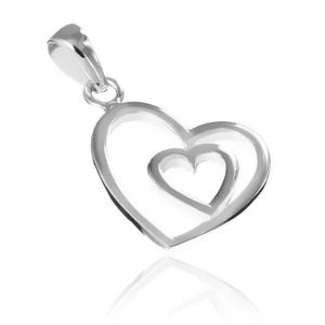 Pandantiv argint - contur inimă mică într-o inimă mai mare imagine