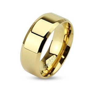Verighetă din oțel auriu cu margini oblice, 8 mm - Marime inel: 59 imagine