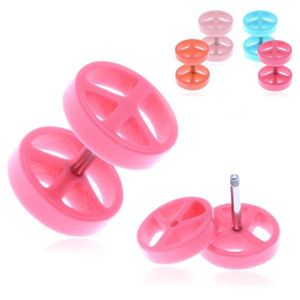 Plug fals pentru ureche, din acrilic, cu un simbol al păcii colorat - Culoare Piercing: Albastru imagine