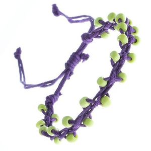 Brățară violet a prieteniei - mărgele verzi pe șnur imagine