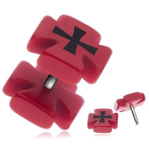Piercing fals pentru ureche - cruce Malteză roșie imagine