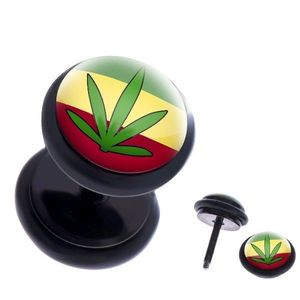 Piercing fals pentru ureche - culori reggae şi frunză de marijuana imagine