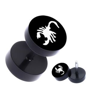 Piercing fals pentru ureche, din oţel negru, cu imaginea unui scorpion imagine