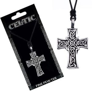Colier din șnur - cruce neagră celtică imagine