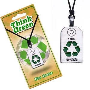 Colier eco-prietenos - plăcuță lucioasă cu simbol pentru reciclare imagine