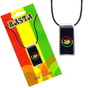 Colier din șnur, pandantiv, frunză de marijuana, fundal negru imagine