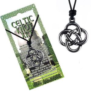 Colier din șnur negru, nod celtic din patru legături imagine