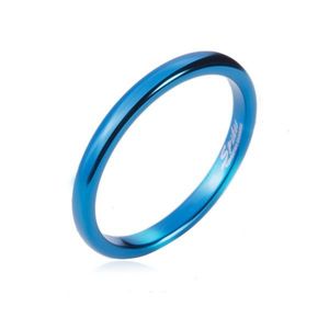 Inel din tungsten - inel albastru neted, rotunjit, 2 mm - Marime inel: 47 imagine