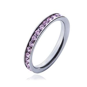 Inel cu zirconii roz - verighetă din oțel - Marime inel: 49 imagine