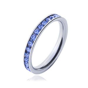 Inel din oțel chirurgical - pietre albastre deschis - Marime inel: 49 imagine
