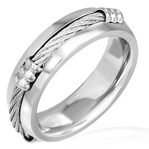 Inel din oțel cu funie celtică și margini înclinate - Marime inel: 57 imagine