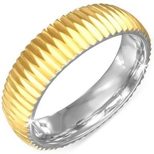 Inel auriu din oțel inoxidabil - canelat - Marime inel: 57 imagine