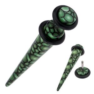 Taper fals pentru ureche, din acrilic, model de bule cu verde şi negru imagine