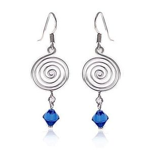 Cercei realizați din argint 925 - model spirală și perle de sticlă albastre imagine