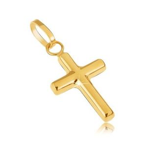 Pandantiv din aur - cruce latină mică, luciu de oglindă imagine