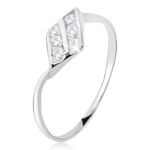 Inel argint 925, formă de diamant, două linii de zirconiu - Marime inel: 47 imagine