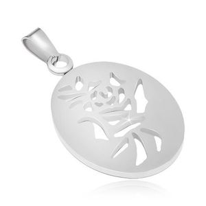 Pandantiv din oţel argintiu, oval cu simbol chinezesc imagine