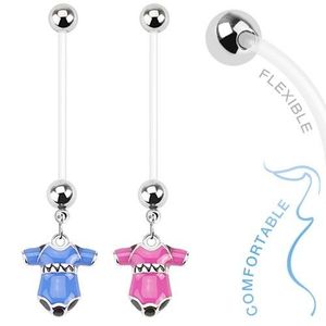 Piercing pentru buric realizat din bioflex pentru femei însărcinate, body colorat de bebeluș - Culoare Piercing: Albastru imagine
