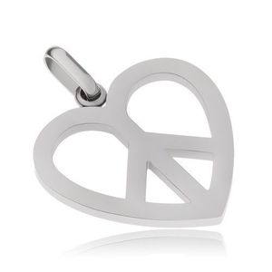 Pandantiv din oţel, simbolul păcii în contur de inimă imagine