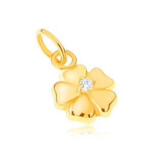Pandantiv din aur galben 14K - floare strălucitoare cu cinci petale și o piatră imagine