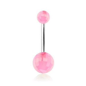 Piercing pentru buric, discol ball-uri acrilice roz închis imagine